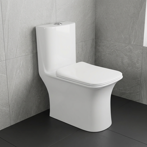 Offre Spéciale : Ensemble WC monobloc en céramique et porcelaine, à chasse d'eau siphonique, avec abattant à fermeture douce, pour sanitaires d'hôtel, compatible S-trap - Product Image 1