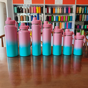 Botella de agua deportiva personalizada de acero inoxidable, termo aislado reutilizable con asa para actividades al aire libre, para niños y adultos - Product Image 2