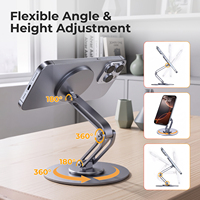 Support de téléphone portable magnétique portable pour bureau 360° °   Support de téléphone rotatif réglable en hauteur, support de tablette pour la maison et le bureau
