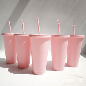 Custom Logo Wholesale Disposable Tea Clear Kid Reusable Cold 16Oz Tumbler Coffee <b>Plastic</b> <b>Cup</b> With Lid - Product Image 1