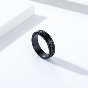 Cross-border Nordic Viking script rotating <b>ring</b>, niche and unique rune <b>titanium</b> steel jewelry, Dongguan factory - Product Image 3