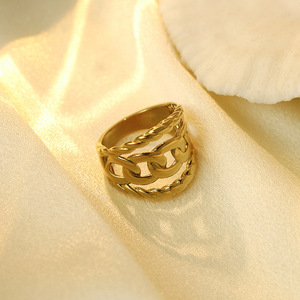 Women's Gold Plated Chain <b>Ring</b> <b>Titanium</b> Steel Geometric Design Gift Jewelry - Product Image 2