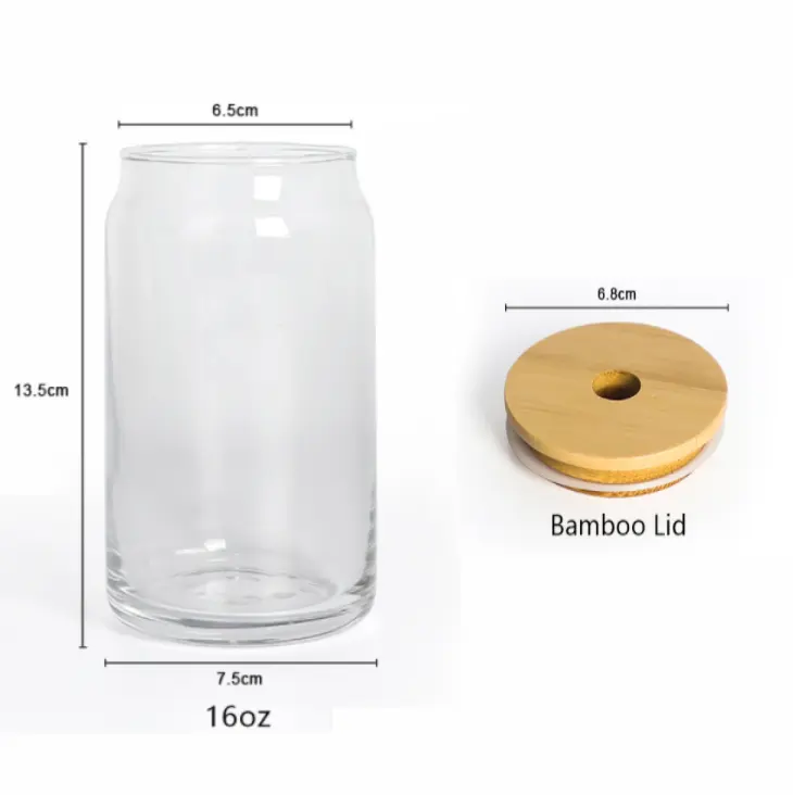 Wanuocraft סיטונאי 16oz זכוכית בירה יכול זכוכית בקבוק מים עם קש ובמבוק מכסים אמזון Hotsales