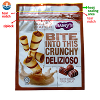 Sachet refermable à fond plat imprimé en héliogravure de qualité alimentaire, résistant à l'humidité, pour chips et aliments en conserve
