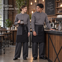 Chemise d'uniforme de serveur respirante Yilong pour homme, à épaules tombantes, manches longues, légère, pour restaurant et bar