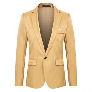 Traje de Hombre Italiano Premium al por Mayor, Estilo Slim, 1 Pieza, Blazer y Pantalón, Traje Oficial Hecho en China, Traje Caqui para Hombre - Product Image 3