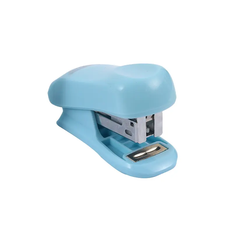 Stapler warna macaron kreatif, set dudukan kartun, stapler mini lucu