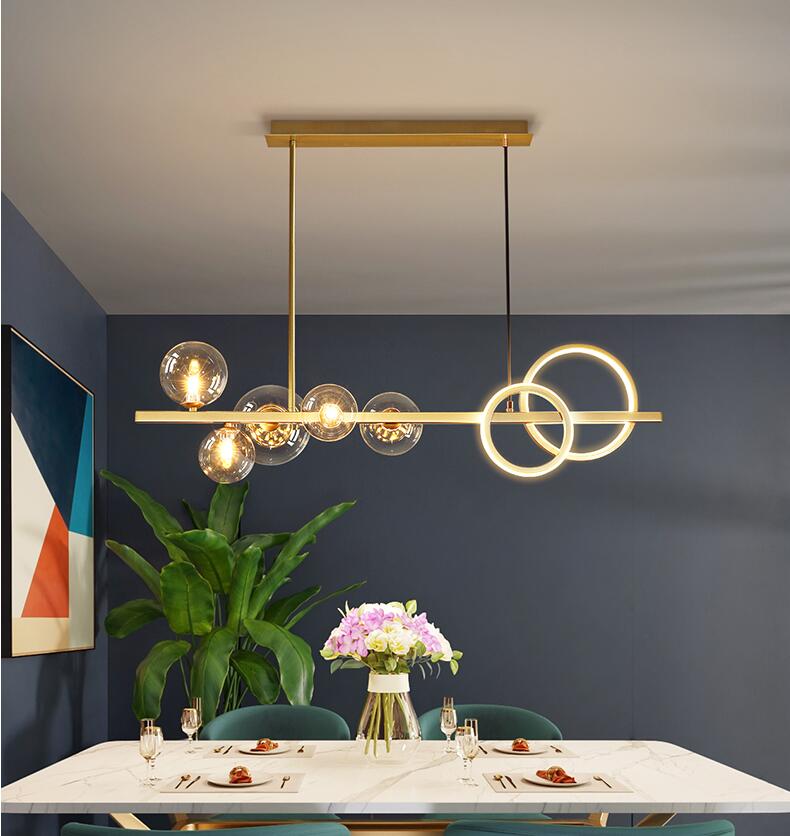 Nordic modern brief simple design G4 led staircase long chandelier lighting  gold iron  glass lights for sitting room