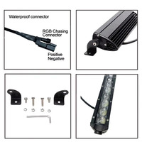 Barre de lumière LED droite à une rangée de 50 pouces Super Bright Super Slim Truck Vehicles 250w RGB Chasing Light Bar pour Jeep Wrangler JL