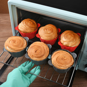 Tazas para hornear de silicona grandes antiadherentes reutilizables, revestimientos para cupcakes de silicona <span class=keywords><strong>Jumbo</strong></span> de 3,54 pulgadas, moldes para pasteles con asas - Product Image 4