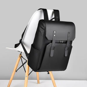 Sac à dos unisexe de grande capacité pour ordinateur portable 20-35L fermeture à glissière PU Polyester courbe physiologique dos poignée souple sac à dos tendance - Product Image 4