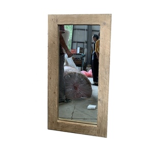 Simple antique living room decor natural rustic home vintage recycled wood framed wall art <strong>craft</strong> <strong>mirror</strong> - Product Image 1