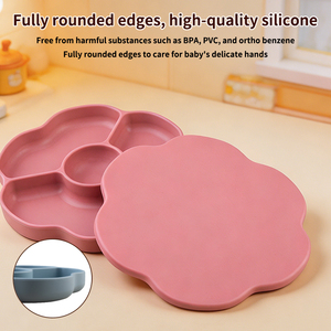 Plato de silicona antideslizante con ventosa para bebé, bandeja de alimentación dividida con tapa, fácil de limpiar, plato para niños pequeños, venta al por mayor de fábrica - Product Image 3