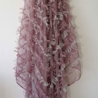 Tissu en Tulle Brodé Printemps-Été, Tissu Semi-Transparent à Volants Feuilles 3D, Tissu Dentelle pour Jupe Tutu, Robe DIY, Robe de Mariée