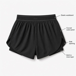 <b>Womens</b> Quick Dry Athletic <b>Shorts</b> <b>Black</b> Built In Inner Layer Dual Zip Pockets Fitness Sportswear Custom OEM ODM Wholesale - Product Image 3