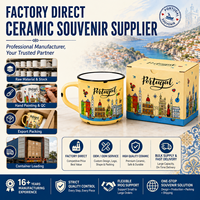 Mug à café en céramique souvenir touristique de la ville du Portugal avec bordure OEM ODM personnalisé en gros