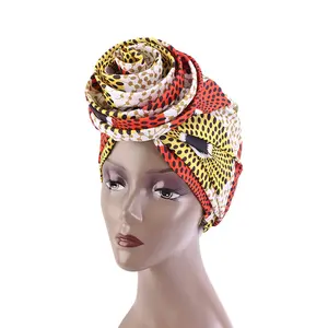 Amazon Ebay sıcak satış şapka ürünleri afrika tarzı saten çizgili kısa bere bonnets çiçek büyük stok ile
