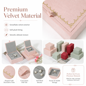 Custom Logo Square Flip Top Jewelry BoxVelvet <b>Ring</b> Earring Necklace Gift Packaging <b>Box</b> for <b>ring</b> necklace jewelry gift packaging - Product Image 3