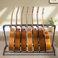 Stand Gitar Multi Fungsi Tiga Baris Lengan Dapat Disesuaikan Bantalan Karet Anti Gores Tahan Air Ringan Tahan Lama Hitam Akustik Elektrik Bass