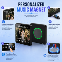 Aimant de réfrigérateur Bluetooth 128 Mo (personnalisable) avec lecteur audio musical et photo personnalisée, fond cercle vert