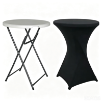 Großhandel Moderne Outdoor-Wohnzimmertische Tragbare Camping- und Party-Esstische Runder Klappbarer Kunststofftisch mit Tischdecke