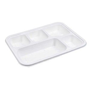 Plateau repas en bagasse 5 compartiments de qualité supérieure 205 mm |   Plateau de service alimentaire jetable écologique |   Prix de gros - Product Image 6