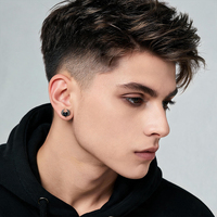 Boucles d'oreilles clous en acier chirurgical 316L, motif Aile de Cœur Gothique, finition PVD, dos plat, Ange Tombé, avec centre en Zircon Cubique, pour piercing Hélix et Tragus