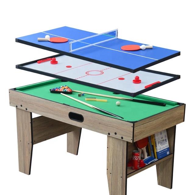 Wood Grain 3 in 1 Multi Game Table Billiard Table Tennis Hockey Game Table Indoor Game with Full Accessories TM-5418