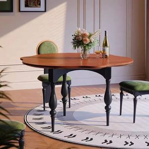Dining Room Set Solid Wood <b>Round</b> <b>Table</b> Chair Combination French Style Home Kitchen Furniture <b>Small</b> Apartment Artistic Design - Product Image 2