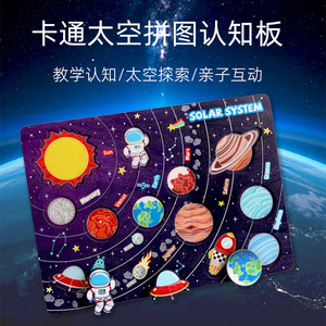 ของเล่นเสริมพัฒนาการเด็ก ปริศนาไม้ 3 มิติ รูปแบบการ์ตูน ระบบสุริยะจักรวาล ของเล่นมอนเตสซอรี่ เกมฝึกทักษะการเรียนรู้สำหรับเด็กเล็ก - Product Image 4