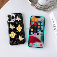 Étui de téléphone portable fin en TPU+PC deux-en-un, style unique et féminin, personnalisé, brillant et scintillant, amusant