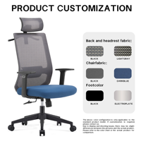 Chaise de bureau ergonomique moderne à dossier haut en maille, réglable en hauteur, pivotante, avec soutien lombaire dynamique pour soulager les maux de dos toute la journée