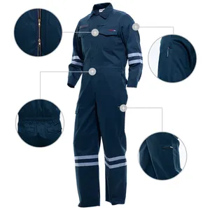 Хлопковый темно-синий огнестойкий Рабочий Комбинезон для защиты от оспы, рабочая одежда для нефтяных полей