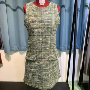 2024 nouveau style femmes une pièce laine tissé italie tissu robe élégante