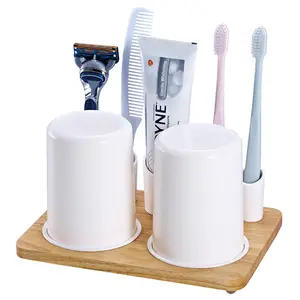 منتجات الحمام الطبيعي خشبية قاعدة مجموعة فرشاة الأسنان حمام وتواليت الأخرى لوازم الحمام فرشاة أسنان مجموعة حامل