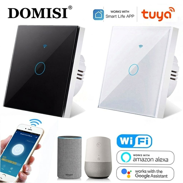 Wi-Fi Smart Touch Switch Alexa Voice App Control for Smart Homes EU/UK Standard Tempered Glass AC 220V Customizable