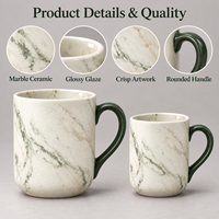 Mug en céramique à texture marbrée, vente en gros, aspect pierre naturelle, tasse à café en porcelaine pour la maison, le bureau, la boutique, motif personnalisé, couleur, boîte cadeau