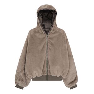 QY New American Style Retro Trendy Winter Zipper-Up Men's Loose <strong>Hooded</strong> <strong>Fleece</strong> with Digital Printing 100% Polyester - Product Image 5
