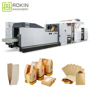 ROKIN BRAND bread bags finely processed v bottom paper bag making machine with online printer and window