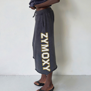 Custom Reflective Screen Print French Terry Wide Leg <b>3</b>/<b>4</b> <b>Shorts</b> Cutoff Streetwear Knee Length <b>3</b>/<b>4</b> Sweatpants Baggy <b>Shorts</b> Unisex - Product Image 3