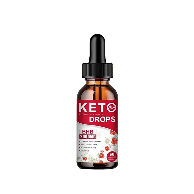 Gotas de dieta BHB Keto con cetonas exógenas, potenciador del metabolismo del apetito, suplemento de cetonas de frambuesa, gotas BHB Keto