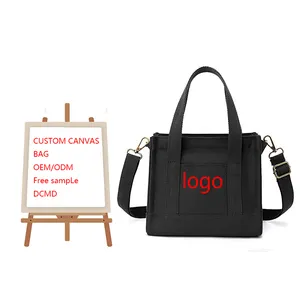 Custom Wholesale Ladies Fashion weekend shoulder carry young lady canvas women hand tote bag
