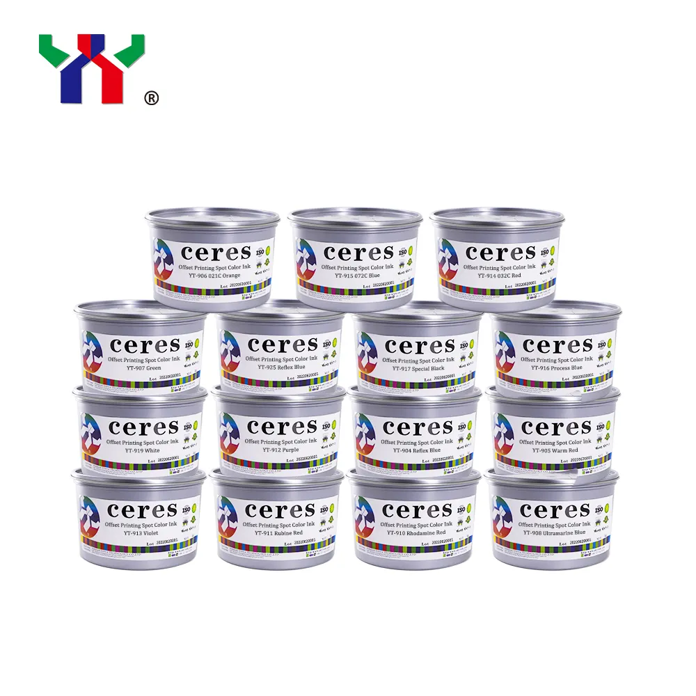 Ceres YT-910 Rhodamine Rode Offsetdruk Pantone Inkt 1Kg Pakket