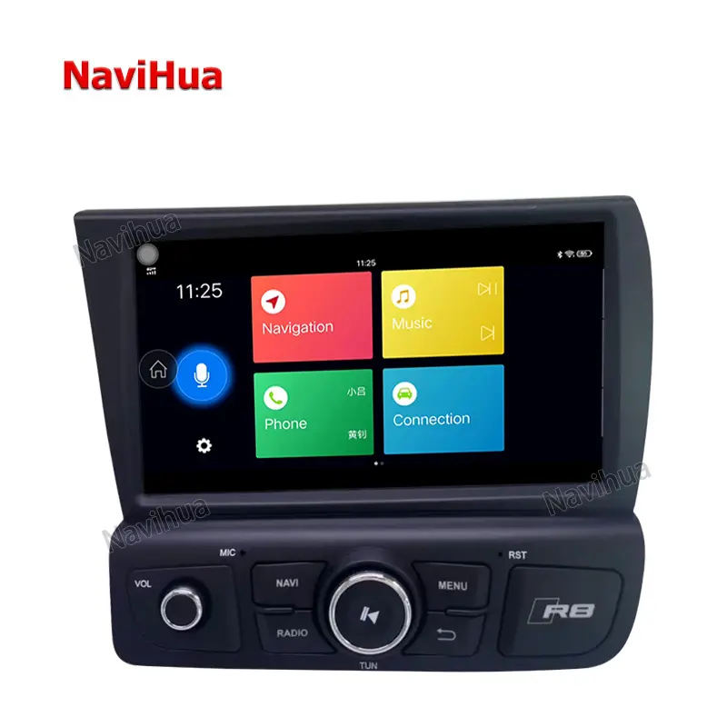 Navihua 핸드 드라이브 라디오 스테레오 안드로이드 9 자동차 DVD 멀티미디어 비디오 플레이어 8G ROM CarPlay 기능 BT 연결 아우디 R8