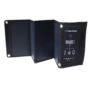 Panel Matahari Portabel Lipat, Pengisi Daya Matahari 28W 5V 3 Port USB