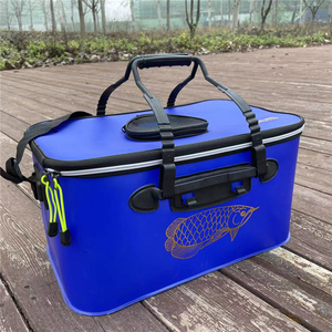Seau de pêche pliable portable en EVA, boîte à poissons vivants pliable, seau à eau étanche avec couvercle en maille zippé pour le <span class=keywords><strong>camping</strong></span> - Product Image 5
