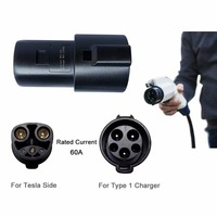 Adaptador de Carga para Vehículos Eléctricos IP54 60A, SAE J1772 CCS1 a Nacs, Compatible con Tesla Model Y L 3 X S