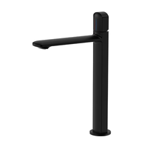 Robinet de lavabo moderne Hongdec à noyau en cuivre, monocommande, à poser sur le comptoir, finition noire, eau chaude/froide, pour salle de bain