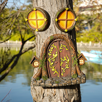 Ornement de jardin en résine pour fenêtre de porte féerique, mini maison d'elfe avec jardin, décoration murale extérieure pour arbre, art paysager, cadeau