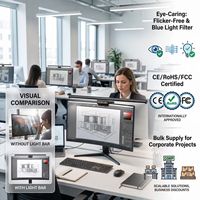 Lampe de bureau à commande tactile pour écran d'ordinateur, alimentée par USB, avec protection oculaire, luminosité et température de couleur réglables, barre lumineuse LED pour moniteur